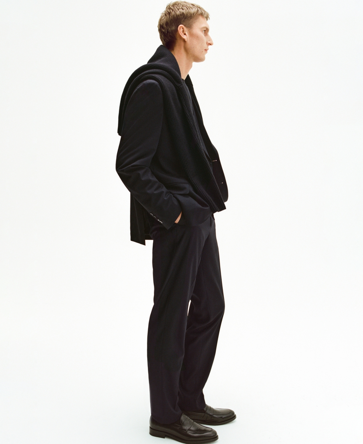 Mango Slim Fit Flat Front Pants In Blue