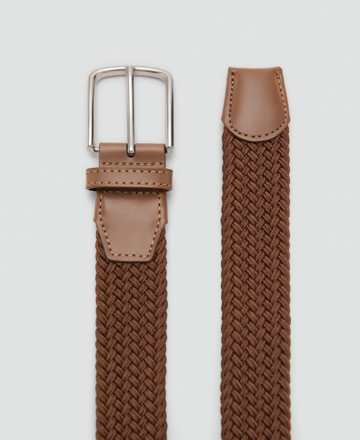 Mango Men's Braided Elastic Belt In Brown