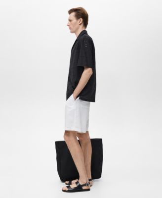 Men's Embroidered Eyelet Details Shirt