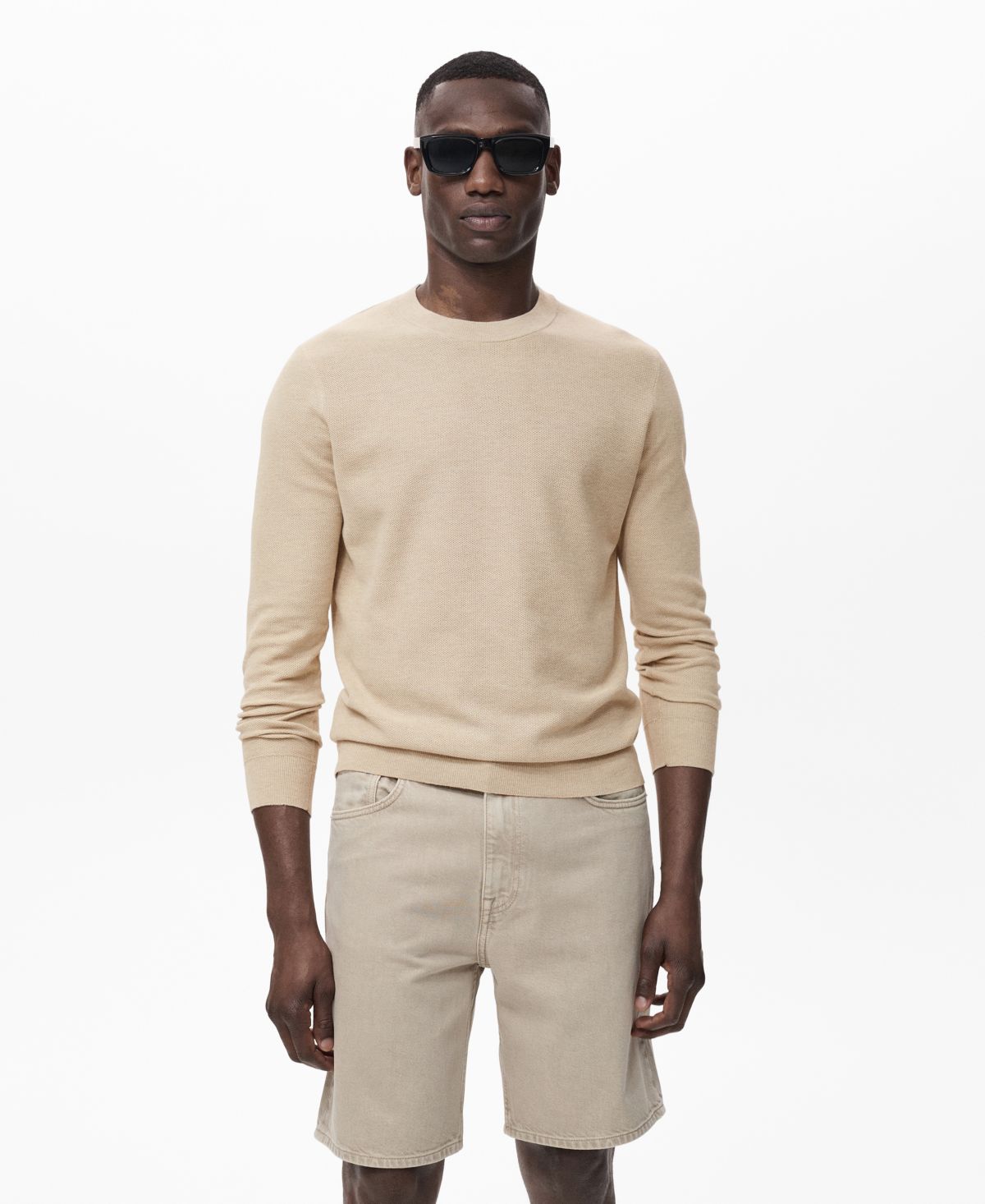 Мужской вязаный свитер из микроструктурного хлопка