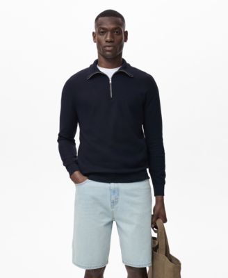 Men's Zipper Collar Microstructure Sweater