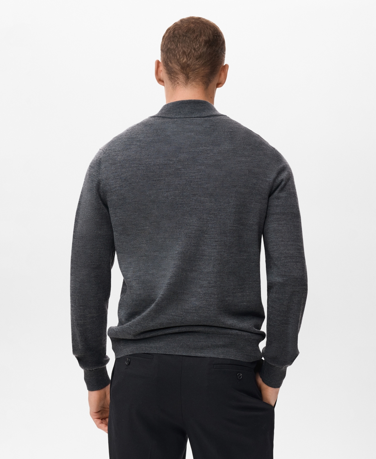 Mango Perkins Wool Quarter Zip Sweater In Gray
