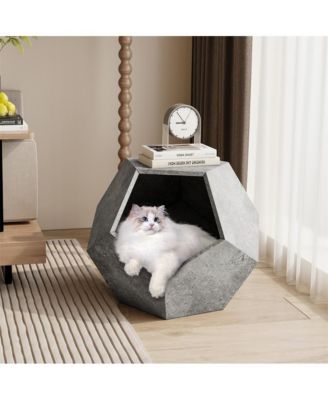 25.98" Pet Carrier Side Table Planter in Cement Gray