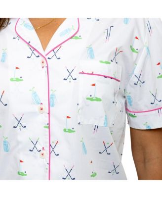 Women's Organic Cotton Poplin Button Down Short Sleeve Pajama Set