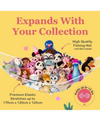 Toddler Stuffed Animal Net Hammock, Jumbo Extra Large Corner Hanging Toy Storage Organizer, Rainbow, 2 Pack