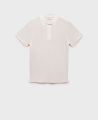 Men's Openwork Knitted Cotton Polo Shirt