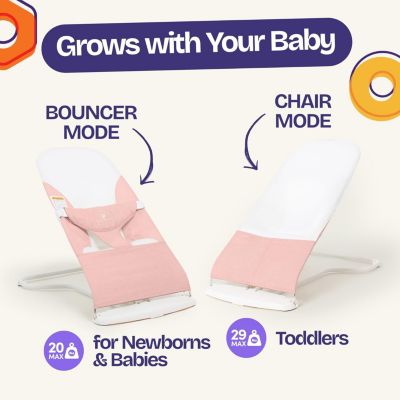 Kids Portable 2 in 1 Bouncer – Versatile Bouncer Chair Bouncer with Ergonomic Support to Use, Oatmeal