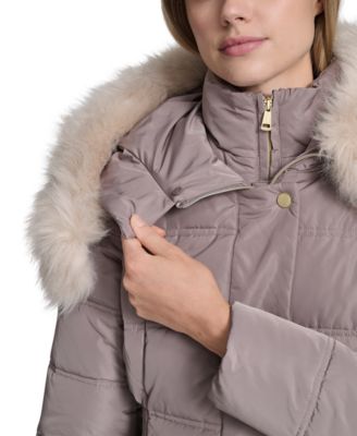 Women's Trim Hood Zip-Front Down Filled Puffer Coat