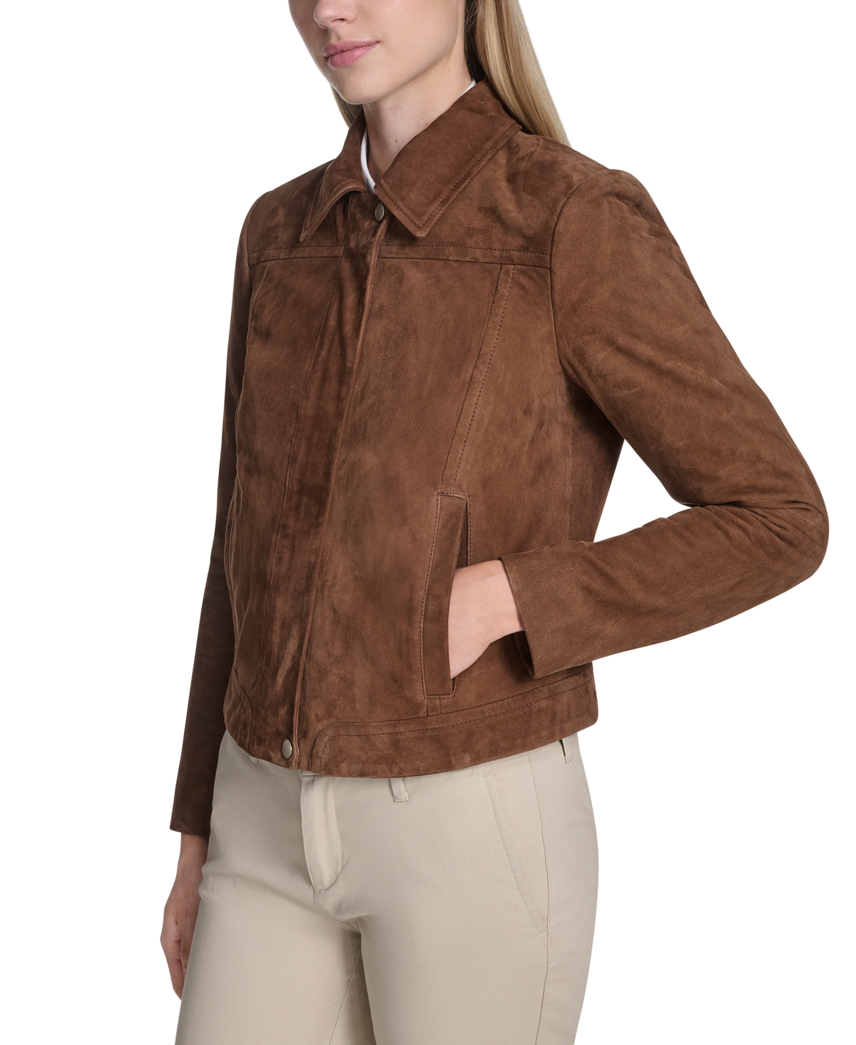 Cole Haan Suede Jacket In Brown