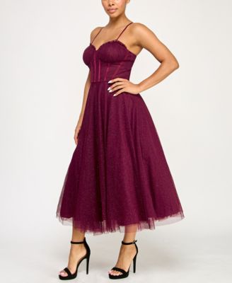 Juniors' Glitter Corset Gown