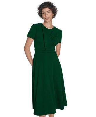 Calvin Klein - Women's Short Sleeve Ruched Midi Dress