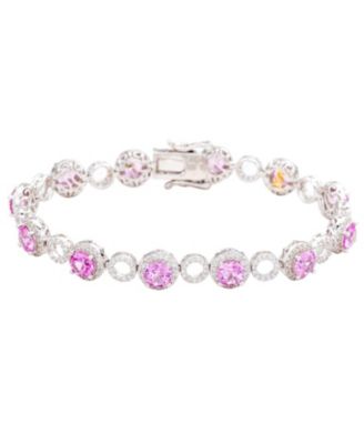 Suzy Levian Sterling Silver Sapphire & Created White Sapphire Circle Bracelet