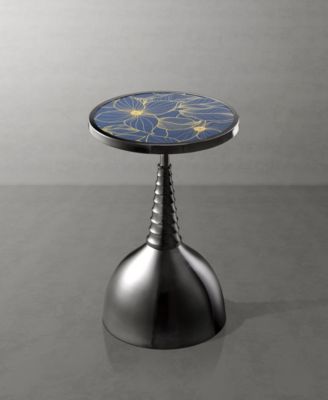 Knoll 16" Metal Round End Table with Pedestal Base