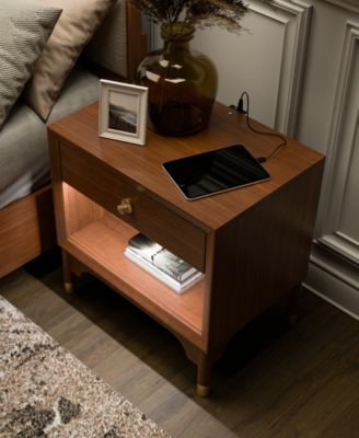 Forma 26" Solid Wood 1-Drawer Nightstand with LED Light and USB Ports