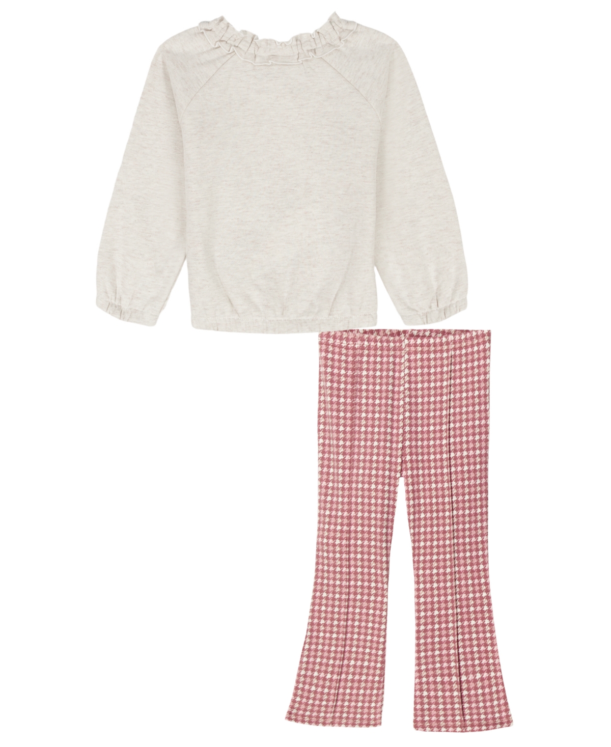 Kids Headquarters Baby Girls 2-piece Set Pullover Top And Patterned Pants In White