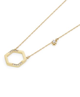 Crystal Honeycomb Gold Tone Stainless Steel Necklace