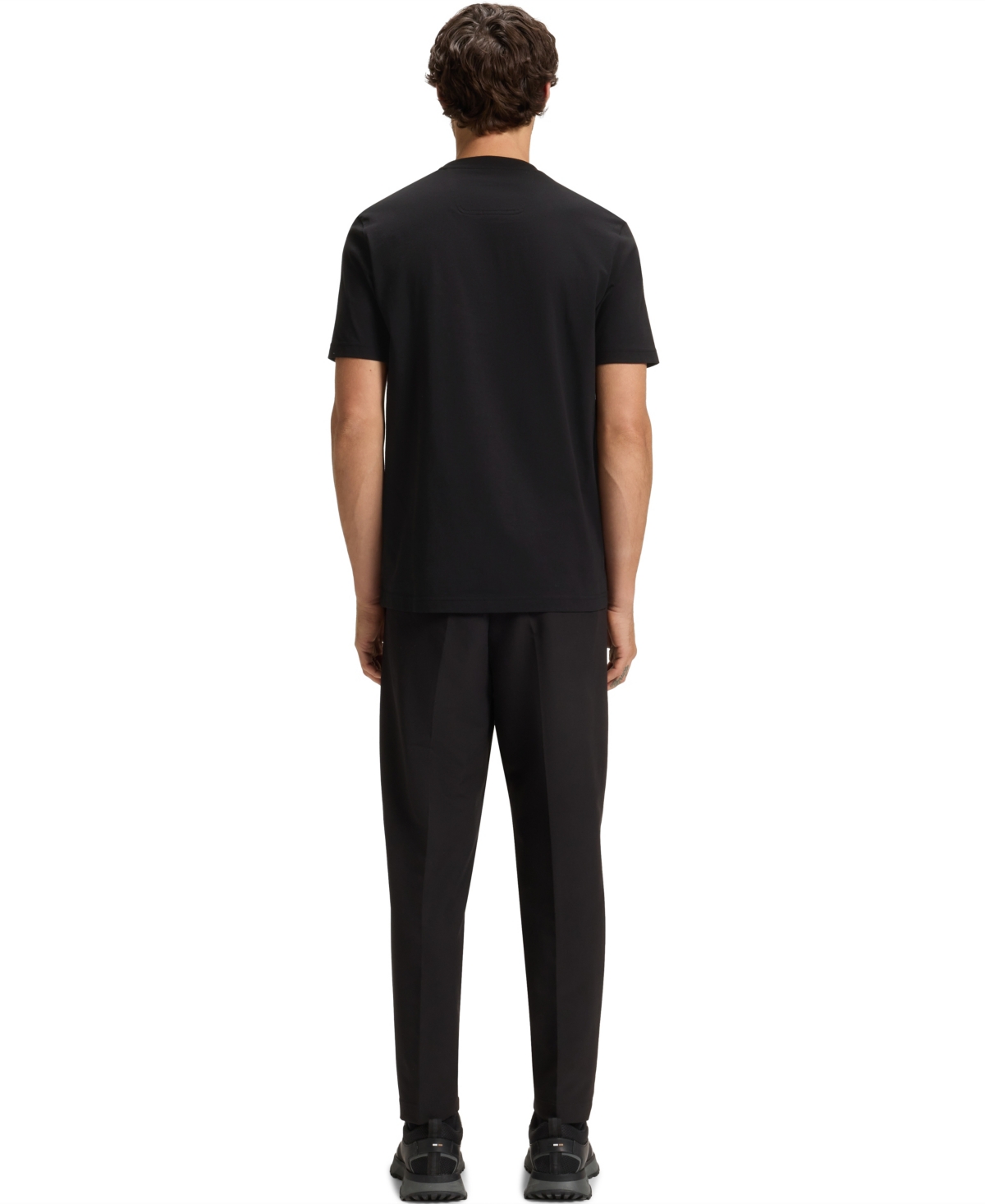 Hugo Boss Cotton-jersey T-shirt With Curved-logo Print In Black