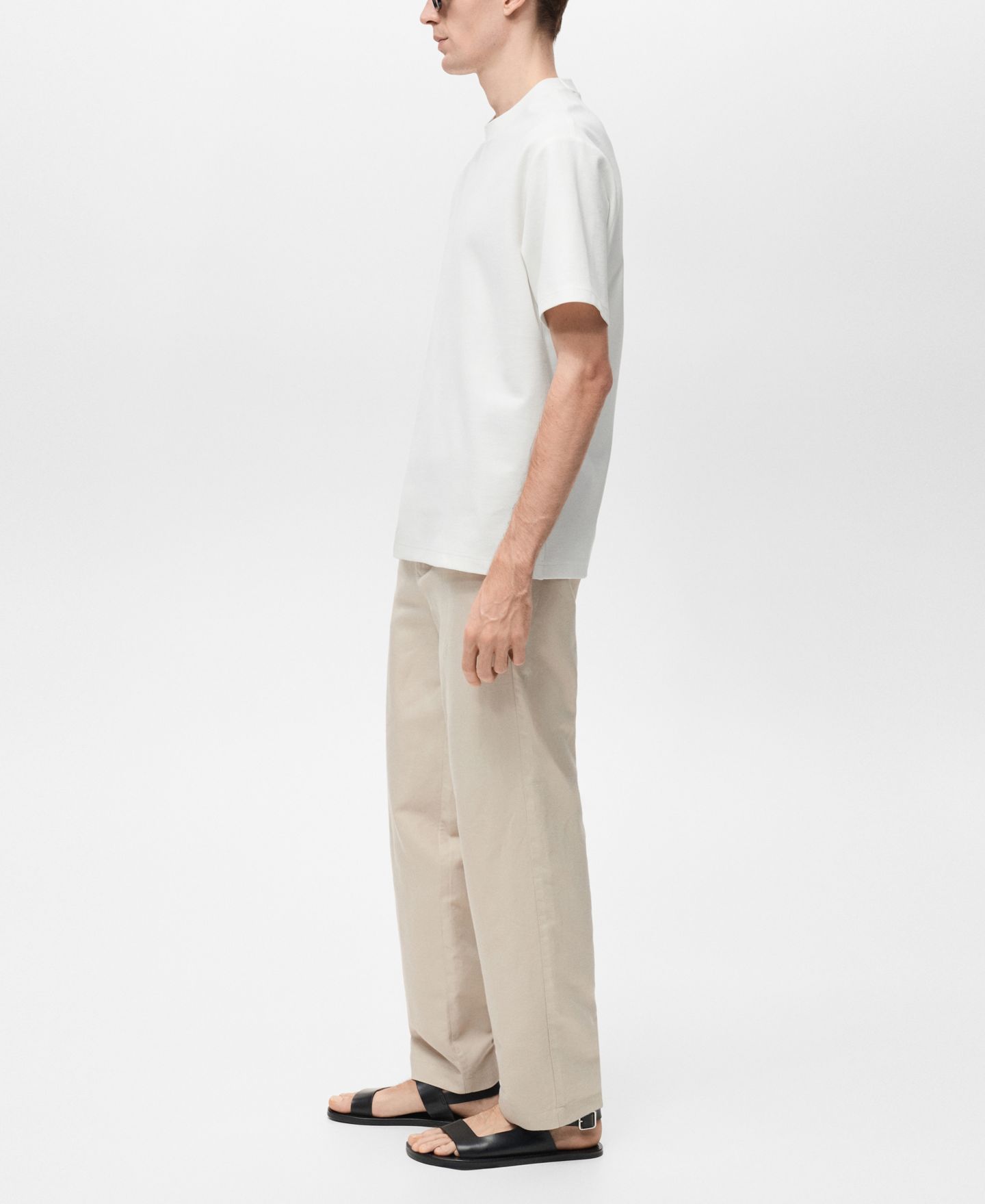 Мужская футболка Mango Regular-Fit Textured, цвет: Белый — фото 5