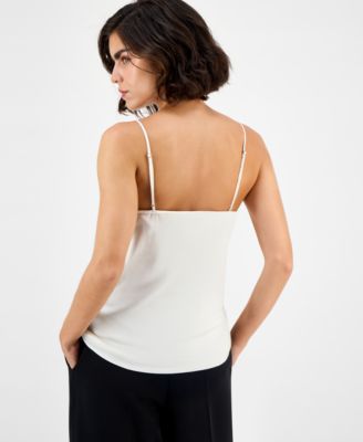 Women's Lace-Trim Hammered Satin Tank