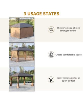 10' x 13' Hardtop Gazebo Canopy w/ Steel Roof, Sidewalls,