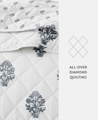 Stamped Bloom Reversible 3-Pc. Quilt Set, Full/Queen