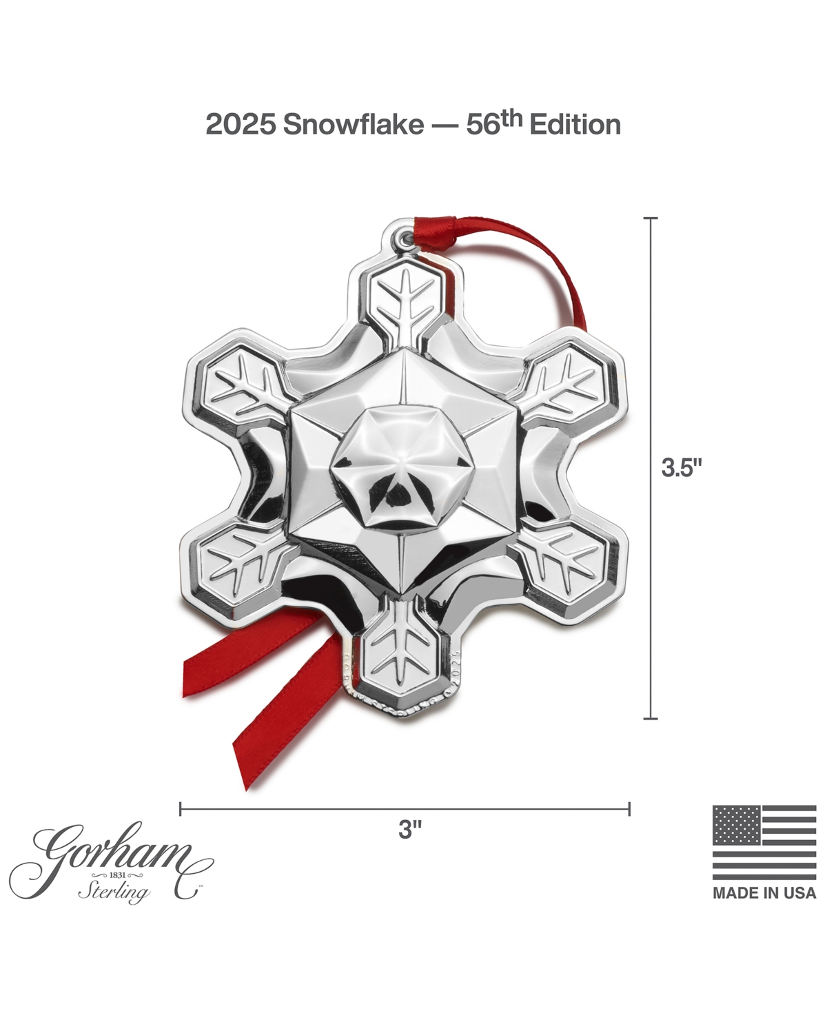 Gorham 2025 Sterling Silver Snowflake Ornament, 56th Edition In Silver