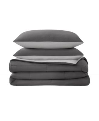 Box Stitch Reversible 3-Pc. Comforter Set, Full/Queen