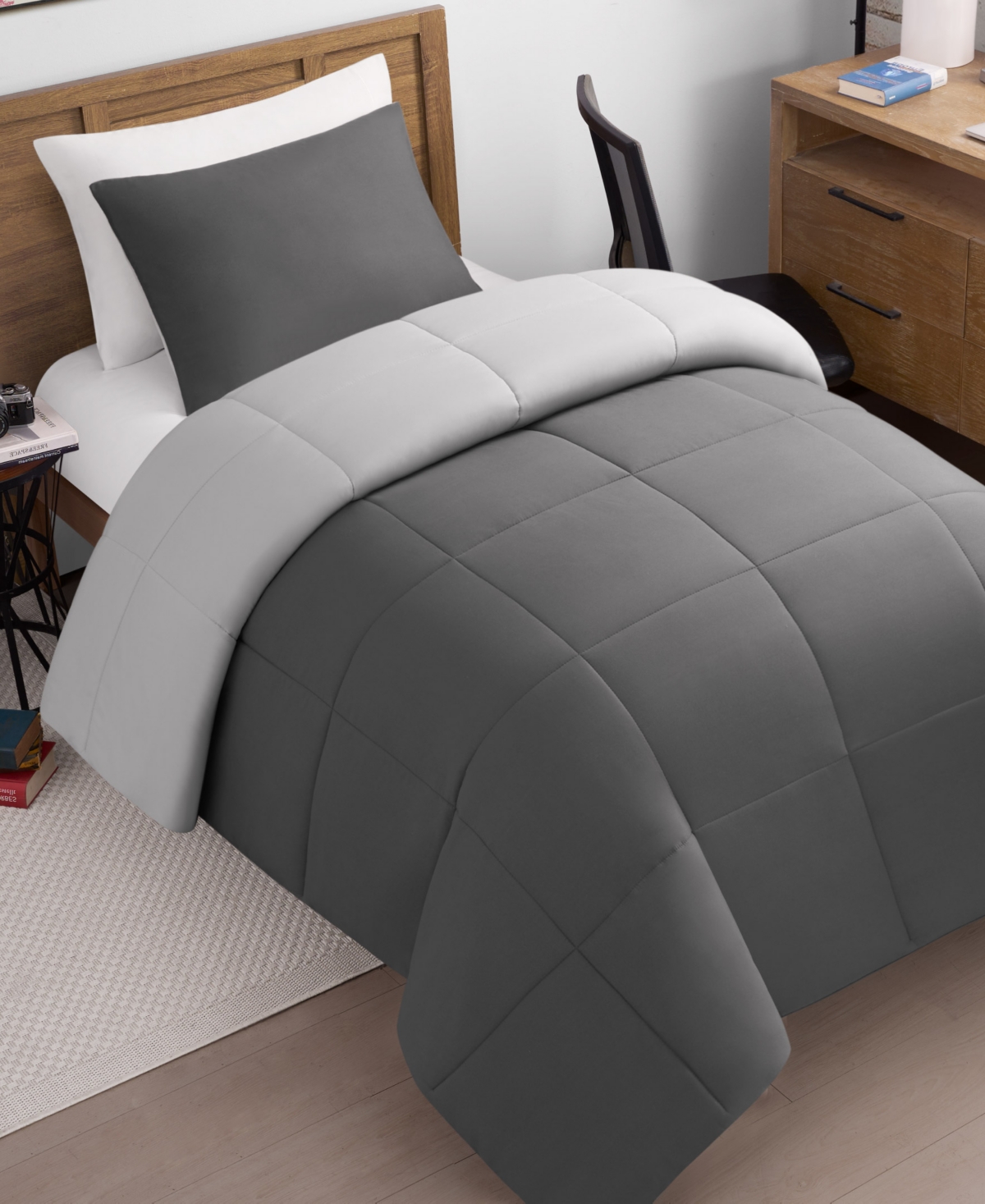 Lucky Brand Box Stitch Reversible 3-pc. Comforter Set, King In Multi