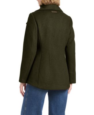 Women's Short Wool Coat With Fixed Bib