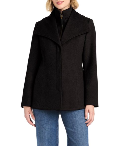 Женское пальто Vince Camuto Short Wool Coat With Fixed Bib, цвет: Чёрный