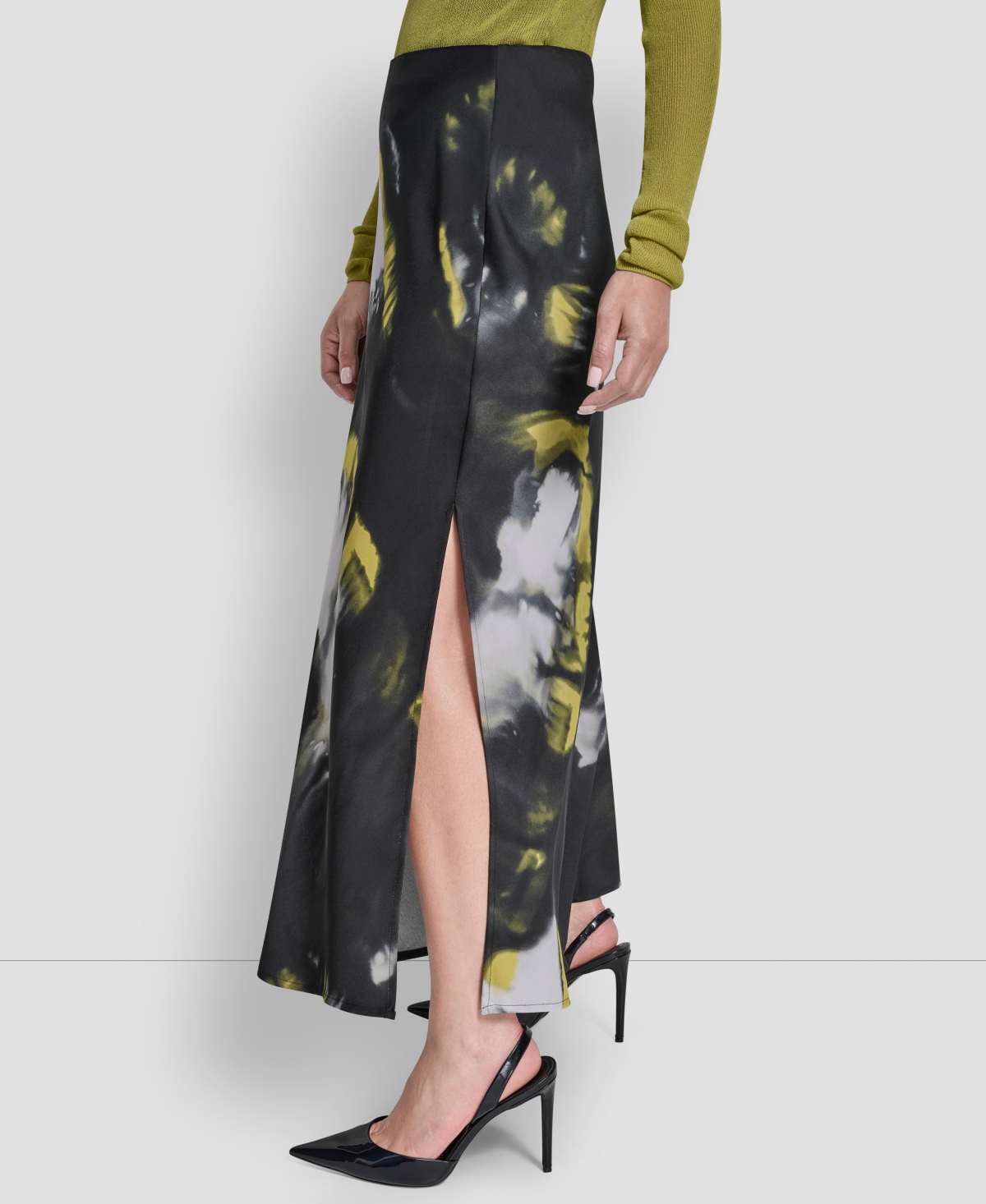 Dkny Women's Printed Maxi Bias Pull-on Skirt In Black