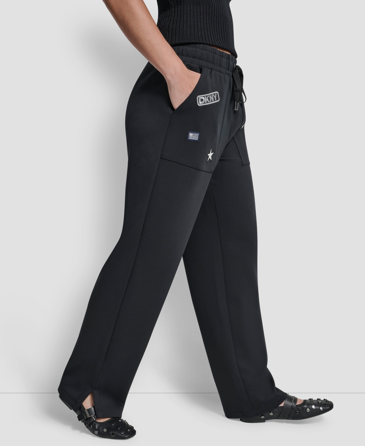 Dkny Women's Pins & Patches Scuba Jogger Pants In Black