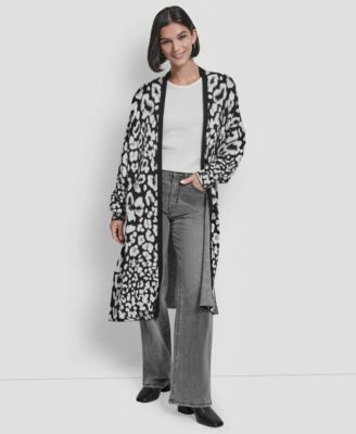 Women's Leopard Jacquard Oversized Cardigan