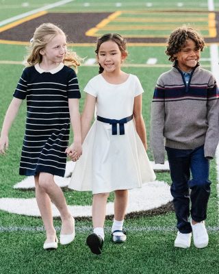 Little and Big Girls' Organic Short Sleeve Lightweight Knit Skater Dress