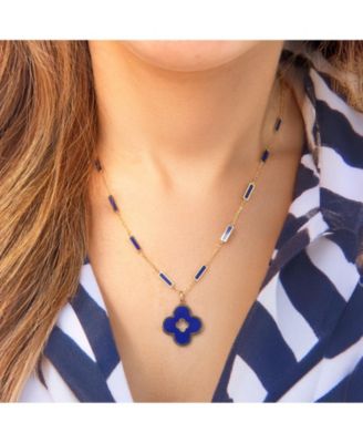 Lapis Bar Chain Necklace 14K Gold