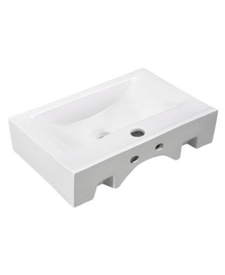 18 1/8" x 12 3/16" x 4 5/16" Wall Mount Ceramic Sink w/ One Hole Bathroom Faucet Single Handle CHR