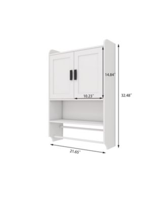 Bathroom Wall Cabinet with Doors, Adjustable Shelf, Towel Bar, and Paper Holder