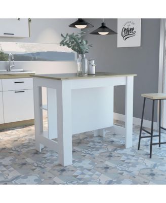 Modern Kitchen Island with Storage Shelves and Drawer, Freestanding Design