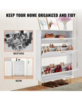 Shoe Cabinet with 3 Flip Drawers, Freestanding Entryway Organizer for Boots and Heels