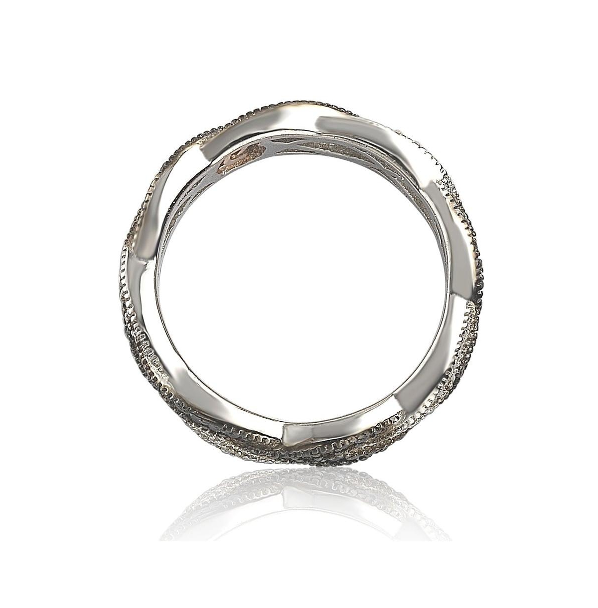 Suzy Levian Sterling Silver Cubic Zirconia Crossover Eternity Band