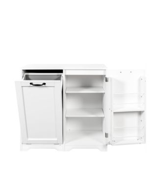 Laundry Cabinet with Doors, Tilt-Out Hamper, and Adjustable Shelf