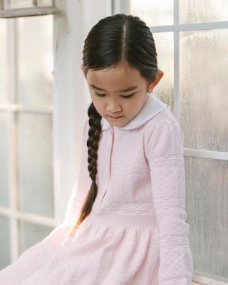 Little and Big Girls' Organic Peter Pan Collar Button Front Sweater Dress