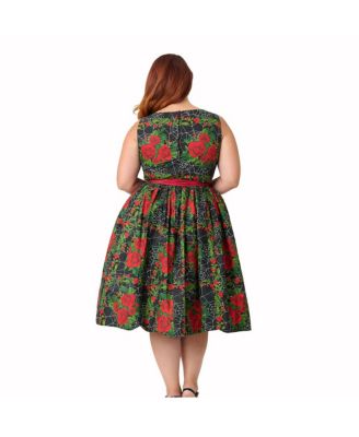 Plus Size Sleeveless Belted Swing Dress