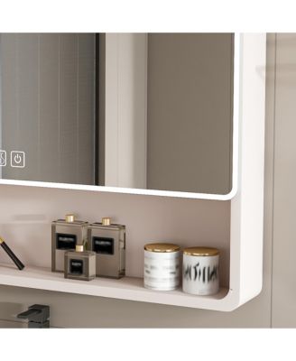35×28 Inch Aluminum Mirror Cabinet with 3-Color LED and Defogging Feature
