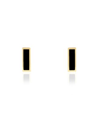 Onyx Bar Stud Earrings 14K Gold