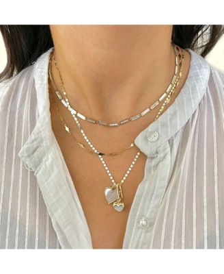 Mother of Pearl Bar Necklace 14K Gold 16 Inches