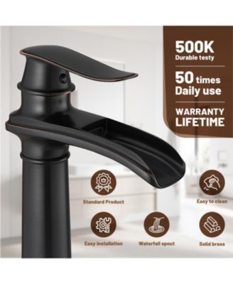 Waterfall Single Hole Single Handle Bathroom Vessel Sink Faucet with Pop-Up Drain Assembly