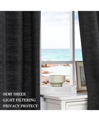 Cotton Blend Light Filtering Back Tab Curtains (2 Panels), 52"x108"