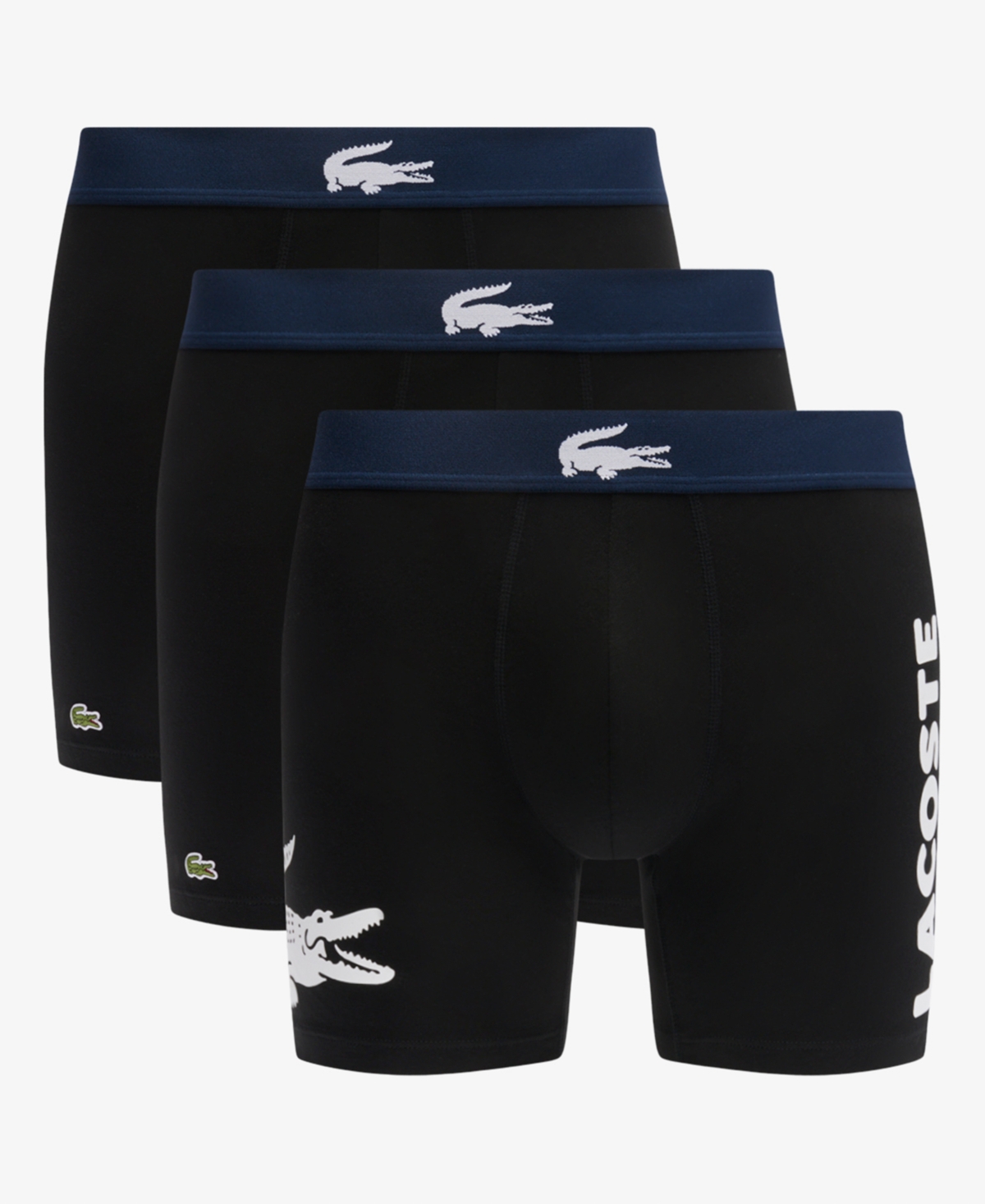 Lacoste Men's 3-Pack Regular Fit Big Croc Logo Boxer Briefs