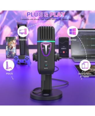 Microphone for iPhone,Noise Cancel USB Microphone for PC Computer Type C Phone,Touch Mute RGB Volume Echo Control Mic for ASMR Recording Streaming PS4/5 Discord Twitch Gaming Podcast YouTube